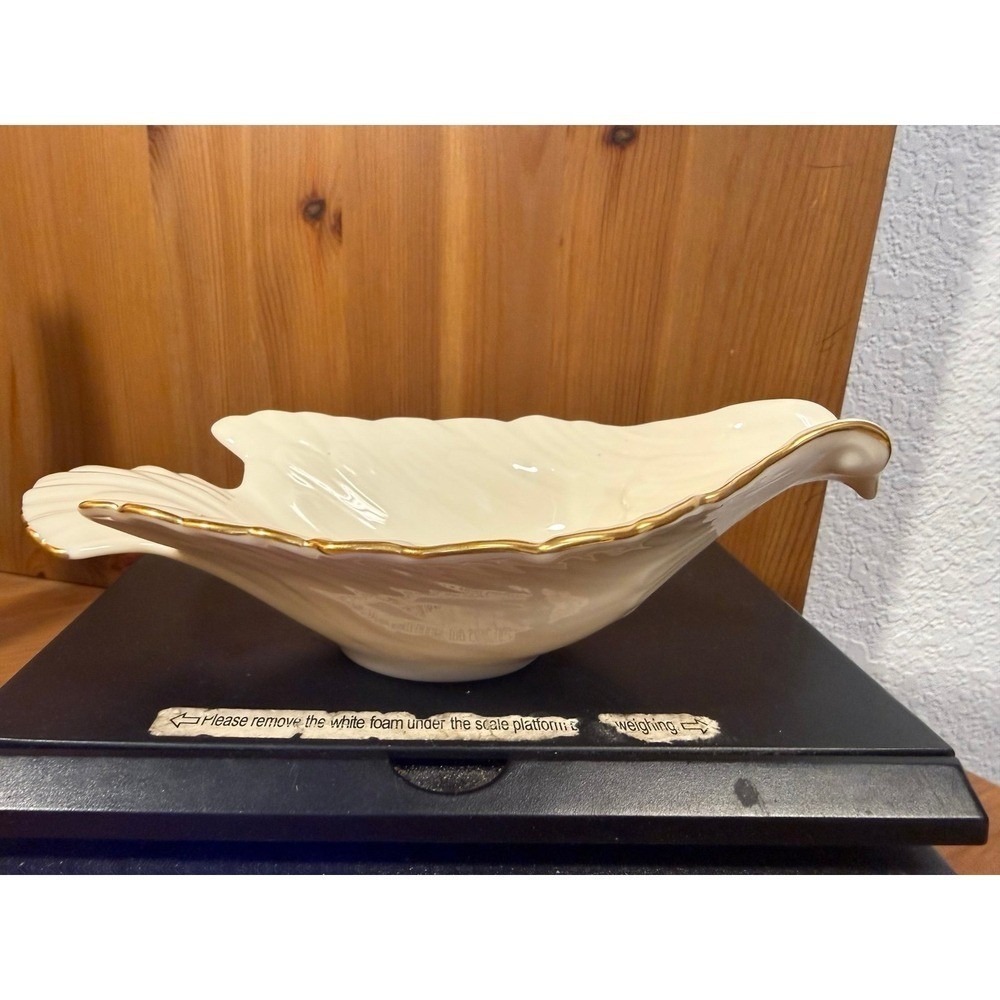 Lenox Ivory Gold Trim Bird Shaped Trinket Dish Candy Nut Bowl USA Porcelain